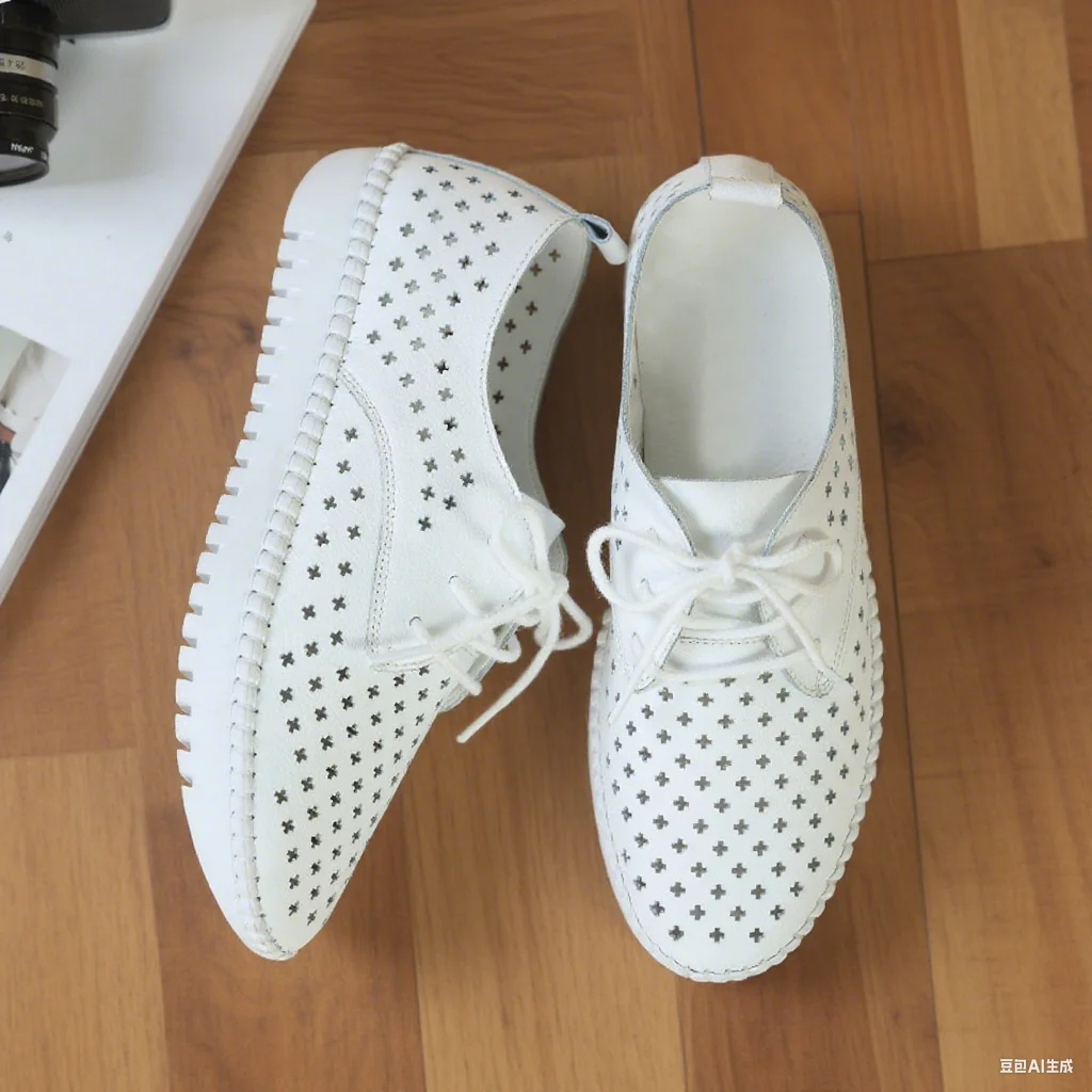 Genuine Leather ladies flats sneakers shoe Women casual loafers shoes female Hollow moccasins White Lace up canvas Boat shoes