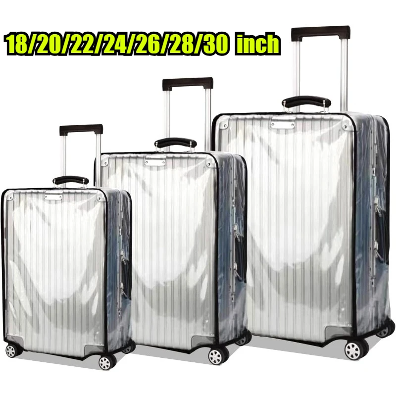 Suitcase Cover for 18-30" Luggage TSA Approved Clear PVC Thickened Protective Sleeve Waterproof Cover for Wheeled Luggage