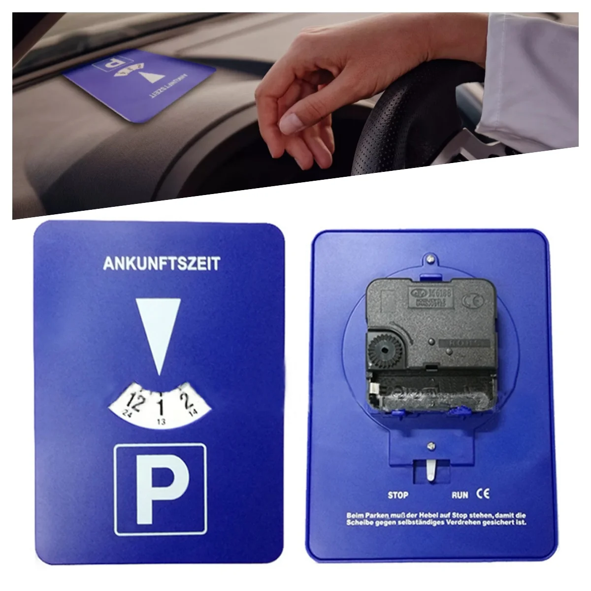 Plastic Car Parking Disc Timer Portable Parking Time Tool Lot Clock Arrival Time Display for All Vehicles Convenient Accessories