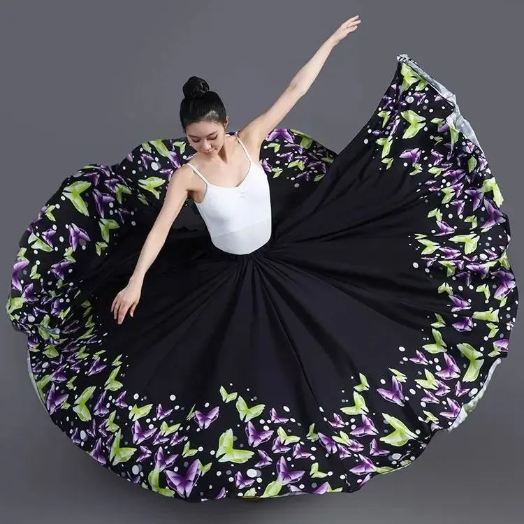 720 Degree Women Flamenco dance Skirts Modern Classical Dance Geometric Print Large Skirt Stage Performance Costume