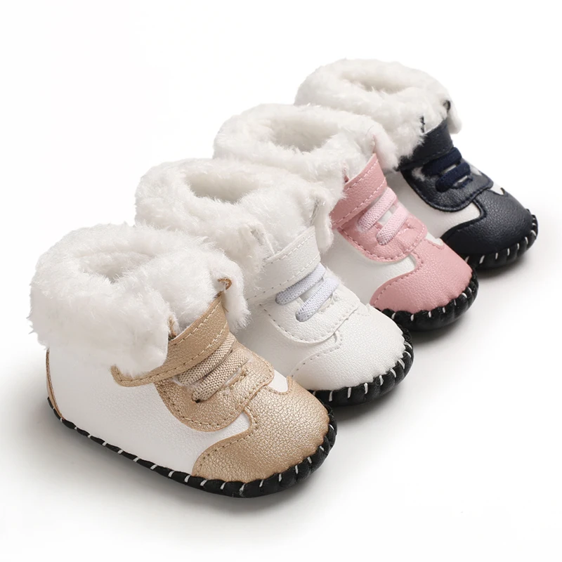 Boys and girls Kawaii cute warm plush boots comfortable breathable snow boots suitable for 0-18 months baby