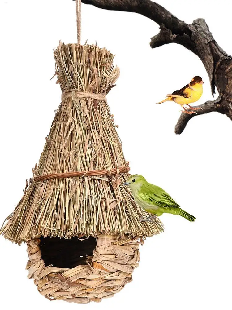 Creative handmade birdcage, grass woven bird nest Finch Bird House for Garden Decoration Exquisite Outdoor Decors for Garden