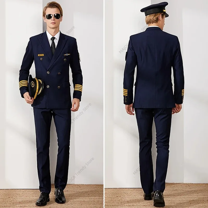 Aviation Uniforms for Men Captain Suit Pilot Aviator Workwear Security Overalls Concierge Costume Flight Attendant Uniform