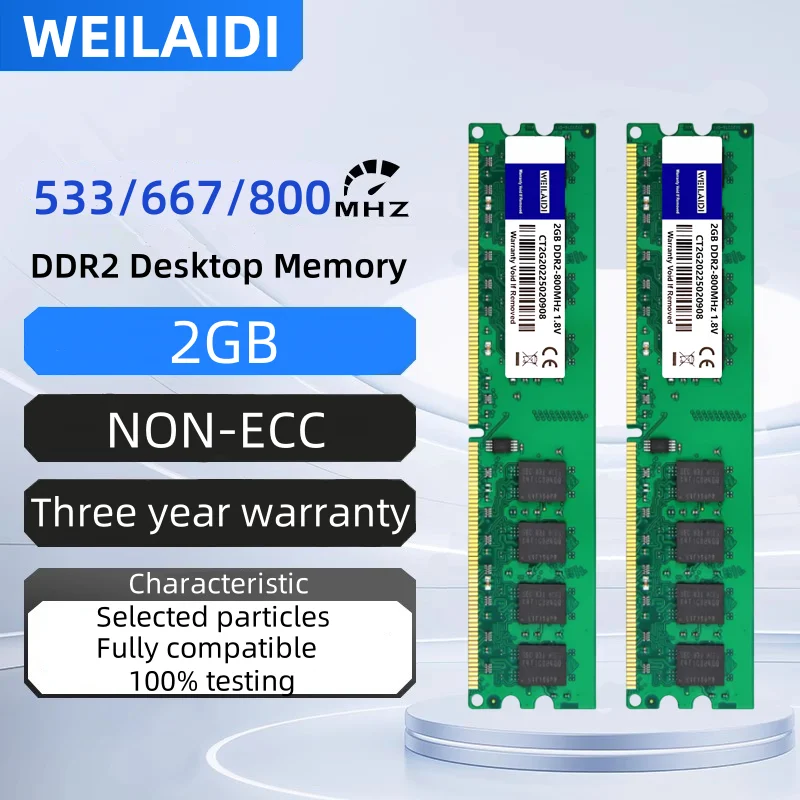 Brand New DDR2 2GB 533 667 800Mhz Desktop Memory Ram PC2-6400 PC2-5300 DIMM 1.8V 240Pin Non-ECC Unbuffered Computer Memories Ram