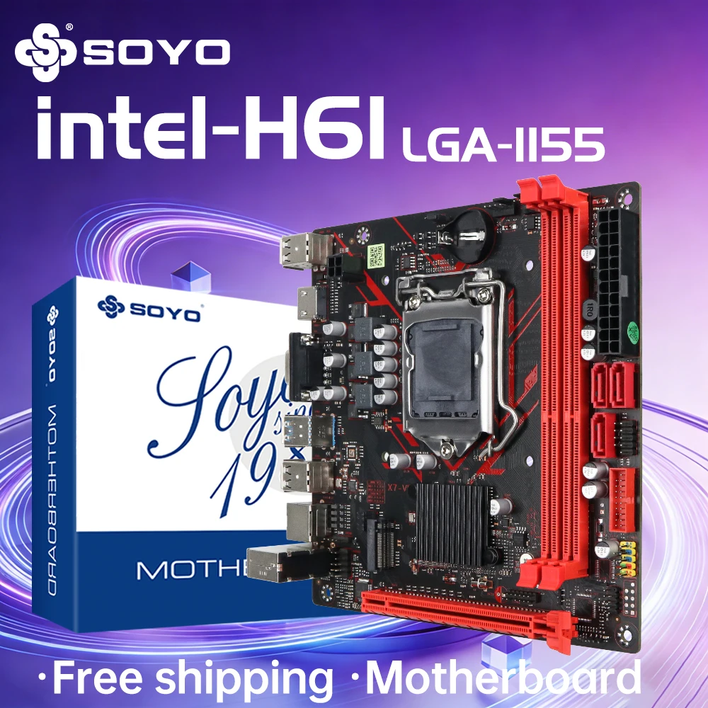 SOYO H61 Motherboard LGA 1155 Compatible With Intel Core CPUs 2nd And 3rd Generations Supports M.2 NVME SDD Computer components