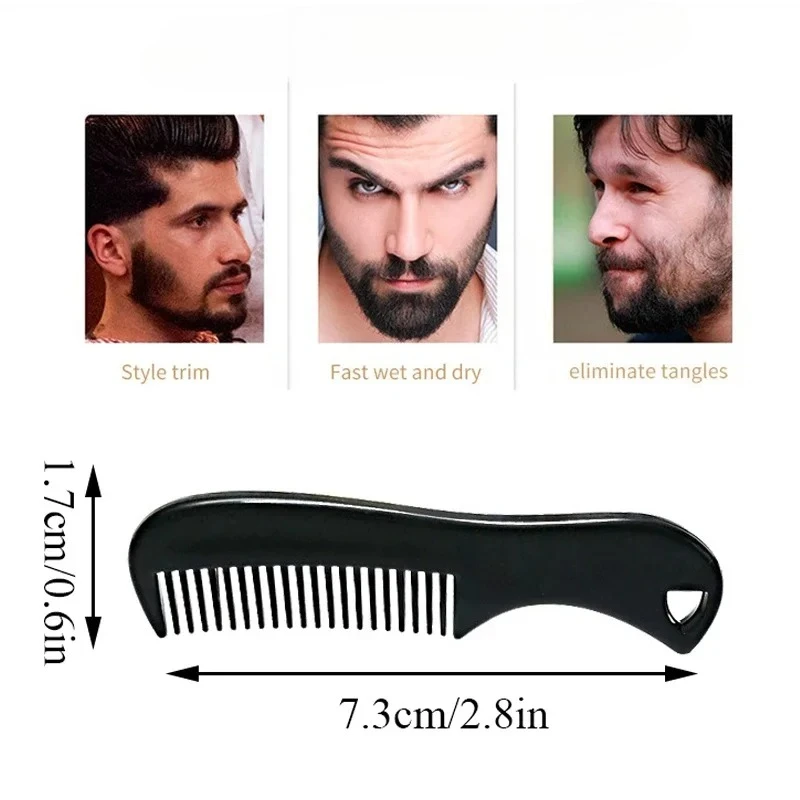 Barber Beard Comb with Clip Anti Static Plastic Mustache Comb Grooming Mini Pocket Beard Comb Men's Styling Tool Professional
