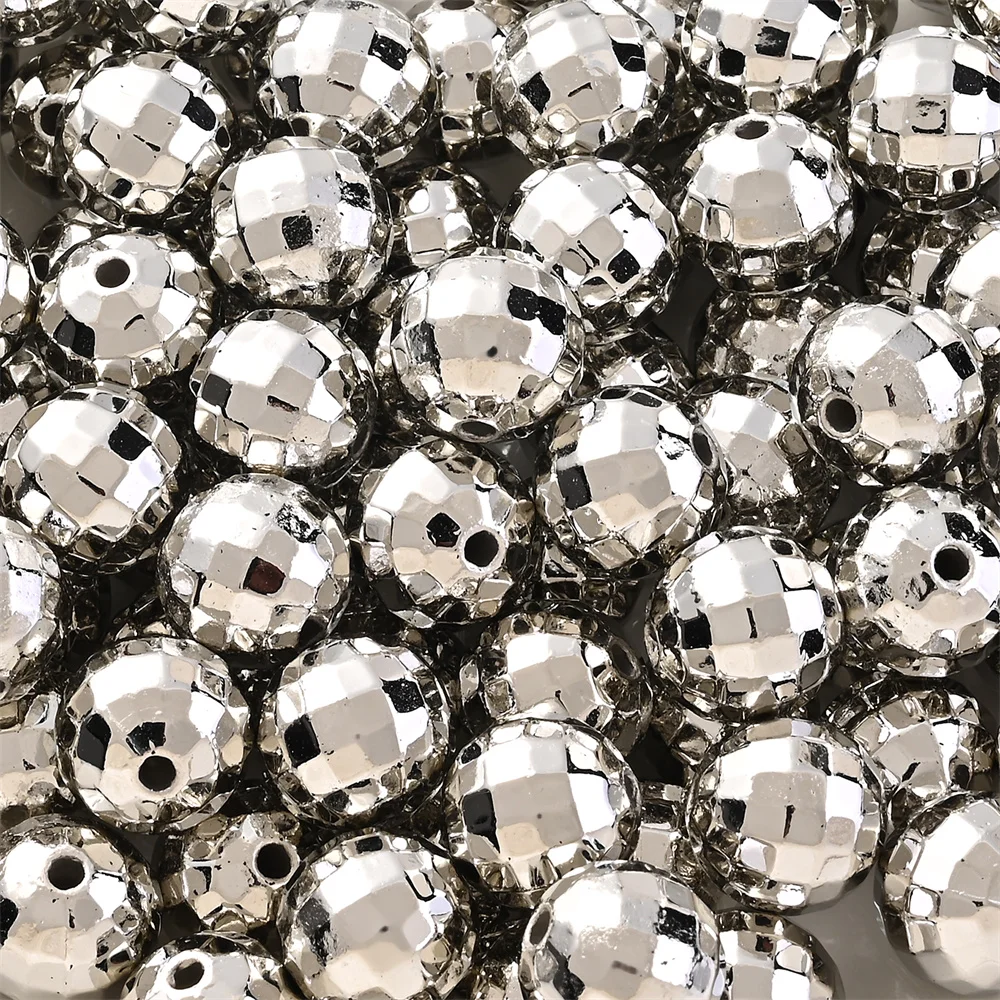20/30/50/100pcs Vintage Disco Ball Beads Cute Silvery Reflactive Mirror Round Beads For DIY Bracelet Necklace Earrings Making
