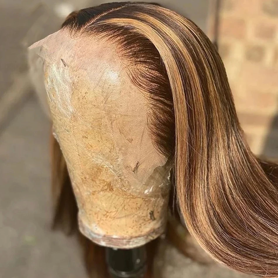 200% Density 34Inch 13x4 Highlight Straight Lace Front Wigs Human Hair 5*5 Pre-cut Glueless Wig With Baby Hair For Women