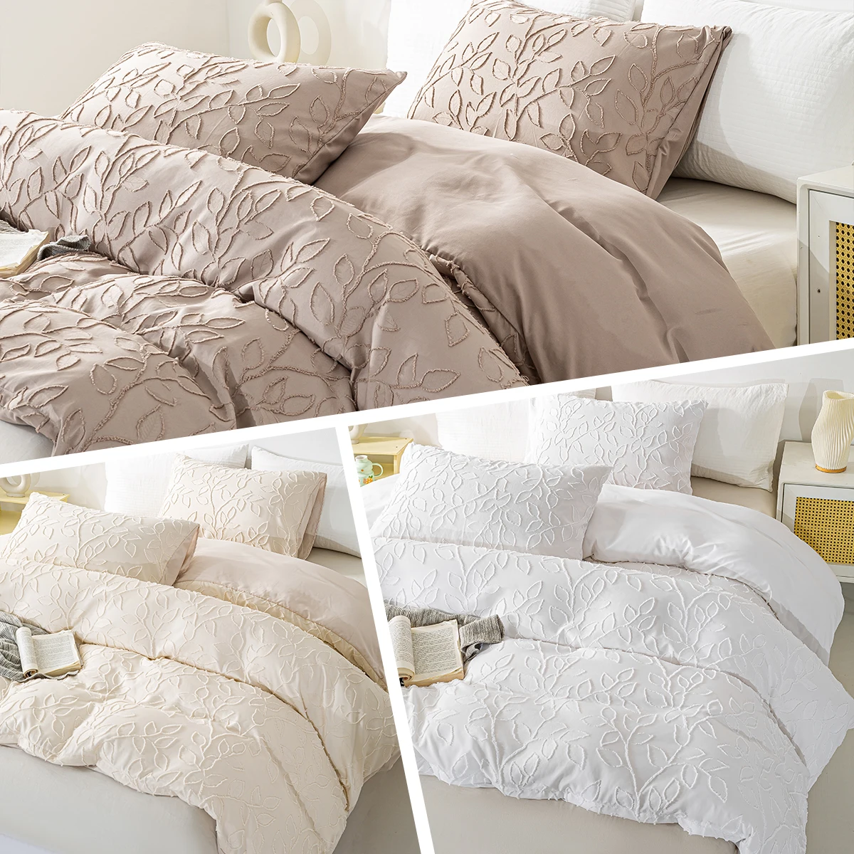 3pcs Cutting flower Bedding Set with Zip Closure - Polyester, All-Season Comforter Set (Comforter & Pillow Shams Not Included)