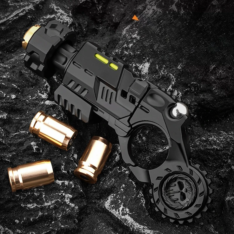 Shell-Ejecting Alloy Toy Pistol Set Stress Relief Fidget Sensory Toy Mini Finger Spinning Top EDC Desk Gadget Gift for Teen Boys