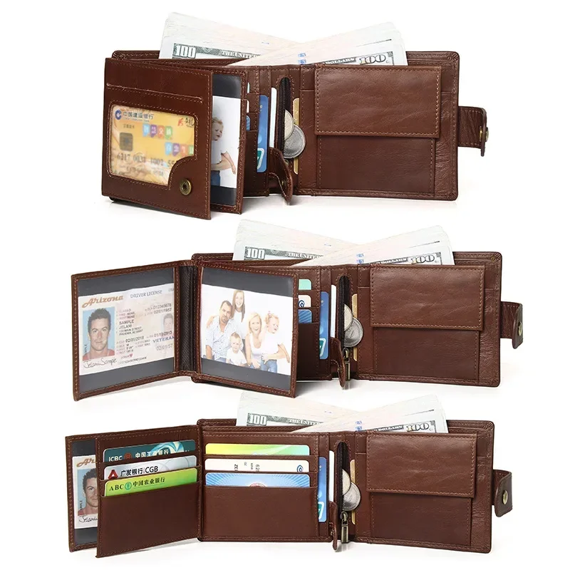 Classic Men's Genuine Leather Wallet Credit Card Holder RFID Coin Purse