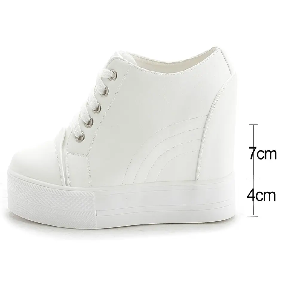 Top Quality Women Height Increasing Shoes Wedge Platform Sneakers Casual Elevator Hidden Heels Heightened shoes YYJ1