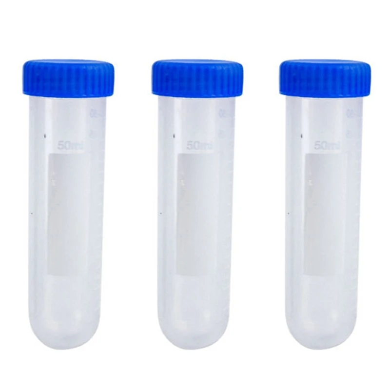 3Pcs Clear 50ml Centrifuge Tubes Set Lab Test Container Graduated Scales Anti-leaking Screw for Student Experiment