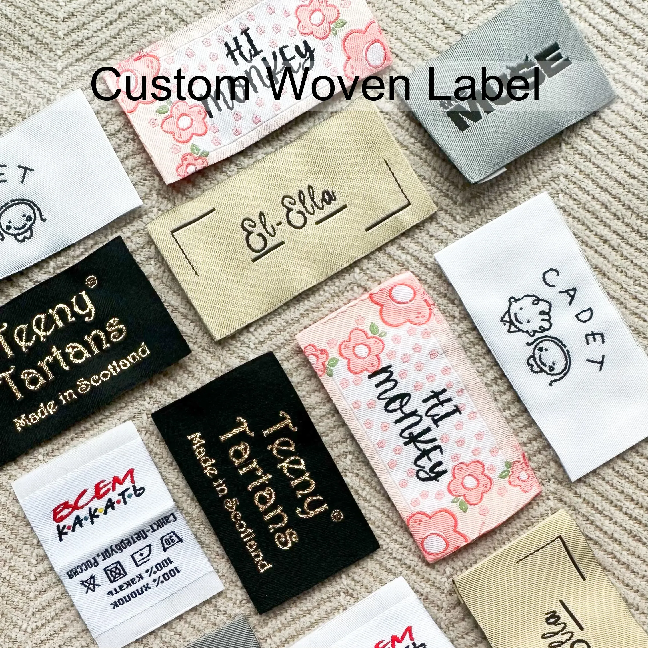 Custom Woven Labels For Clothing Shoes Tag Personalized Logo Washable Garment Tags Sewing Accessories 24040801