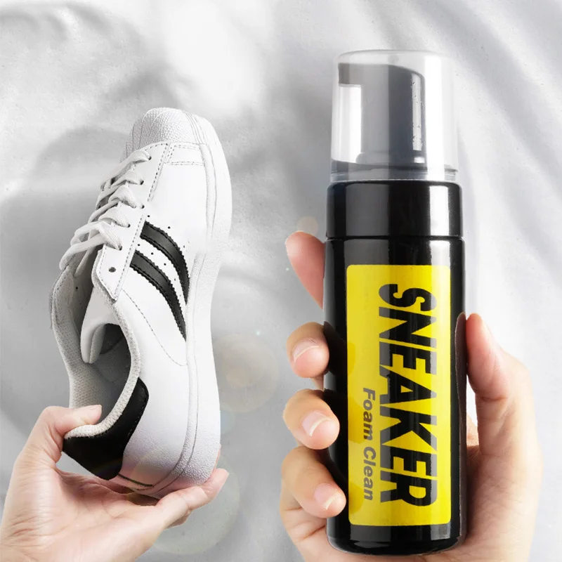 3in1 Shoe Cleaner Premium Water-Free Foam Sneaker Brush Towel Set Footwear Work on White Suede Boot 150ML Dry Cleaning Kit