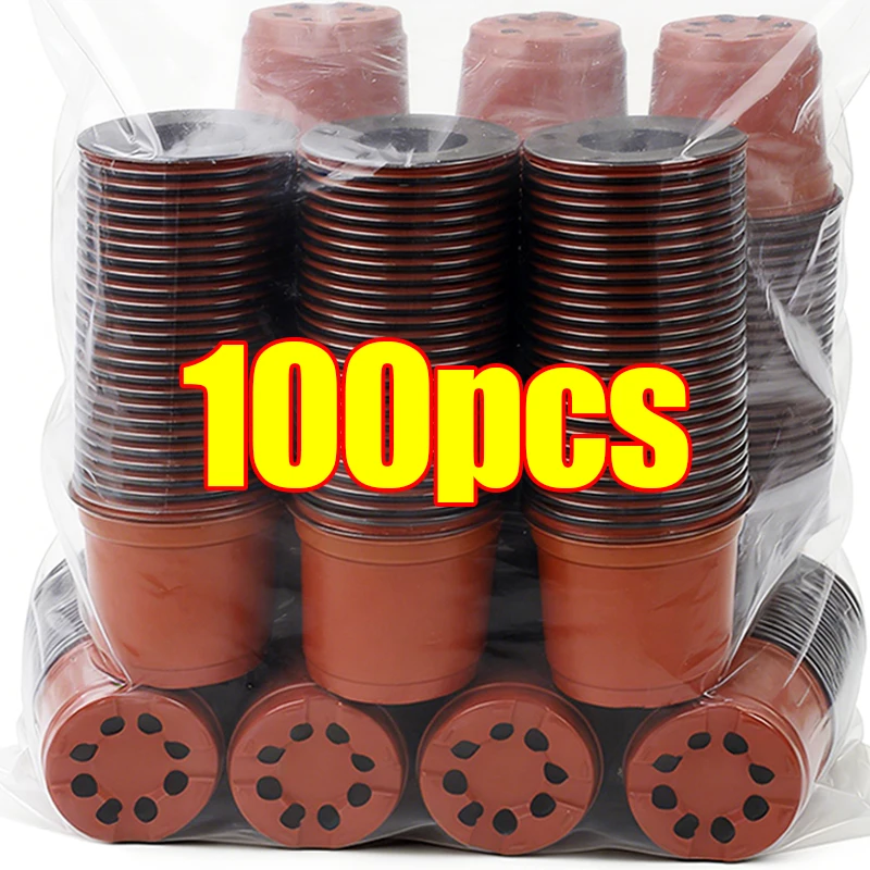 100/20x Seeding Nursery Pot Black Red Plants Nursery Pots Seedling Cups Grow Box Planters Home Garden Potted Container Wholesale