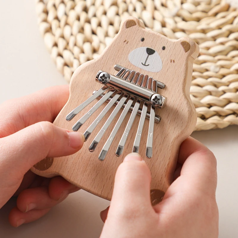 8Key Mini Kalimba Exquisite Finger Piano Baby Montessori Toys Cartoon Bear Thumb Piano Portable Marimba Musical Pendant Toy Gift