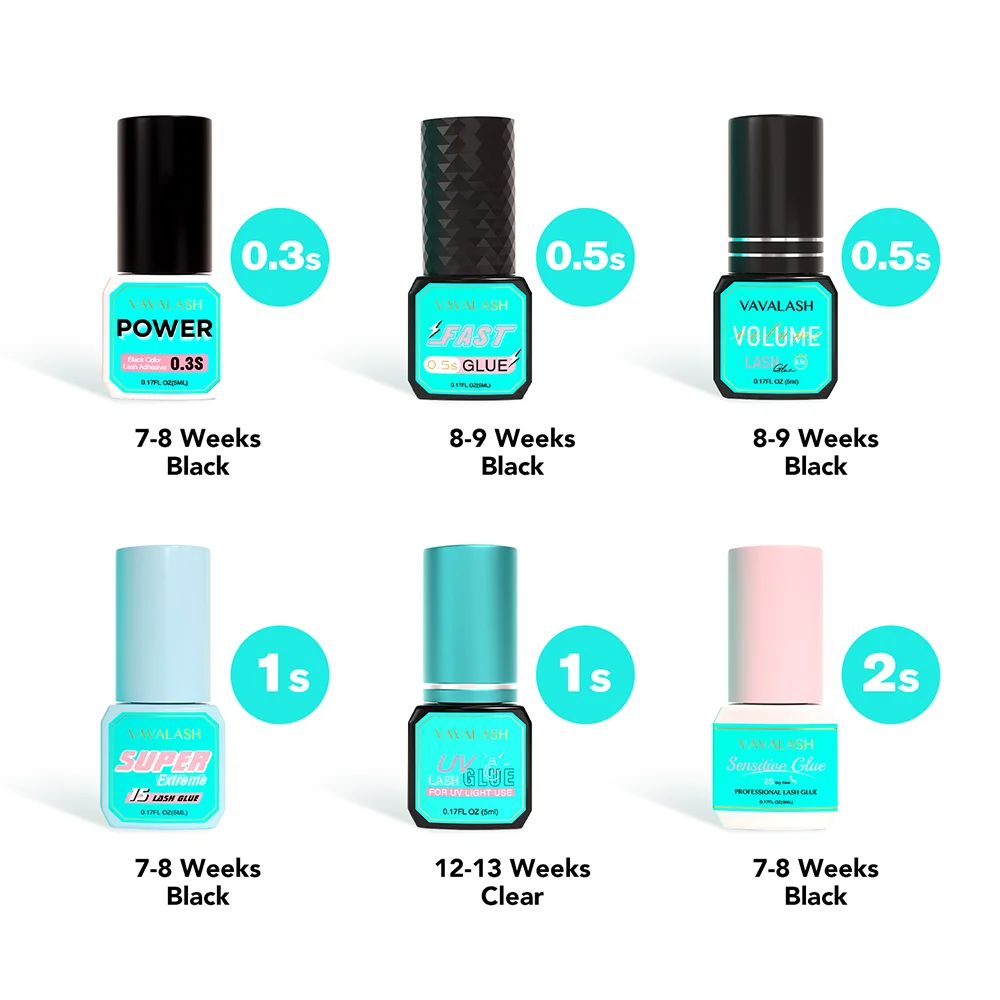 VAVALASH Eyelash Glue 0.3S 0.5S 1S 2S Lashes Extension Adhesive 5ml Fast Drying Lash Glue for Makeup Tool