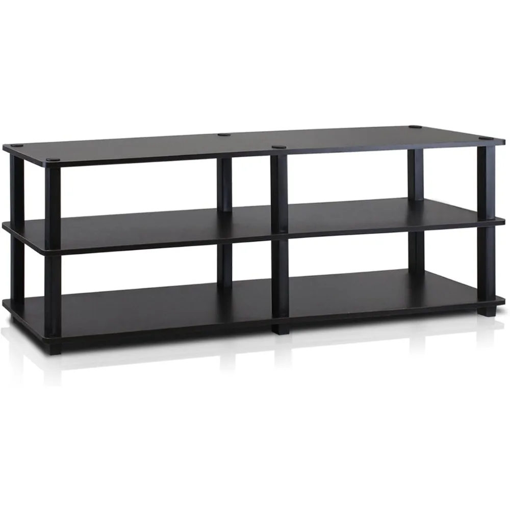 Furinno TURN-S-TUBE 3-Tier TV Stand Entertainment Center, Tool-Free Console for TVs up to 55 Inches, with Open Storage Shelves f