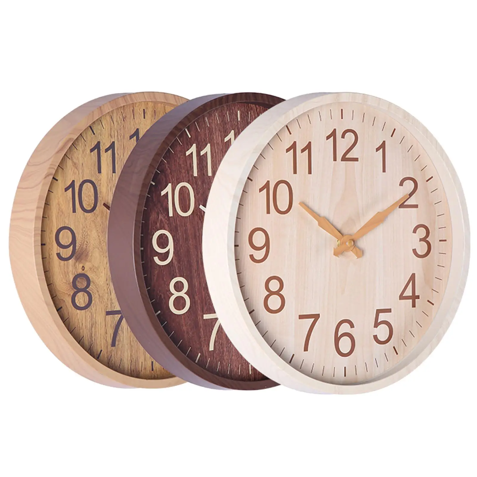 Wood 12" Wall Clock Battery Powered Clocks Hallway Home Study Room Restaurant Dining Room Sweep Movement Clocks Decor