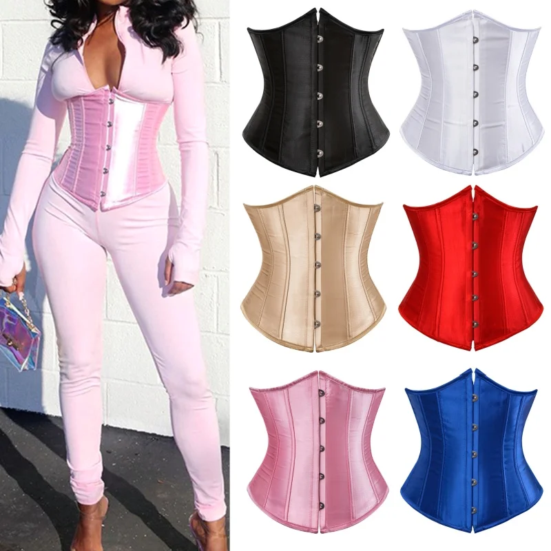 Women Corset Wide Belt Back Bandage Slim Waist Body Shaper Bustiers Gothic Punk Vintage Tank Tops