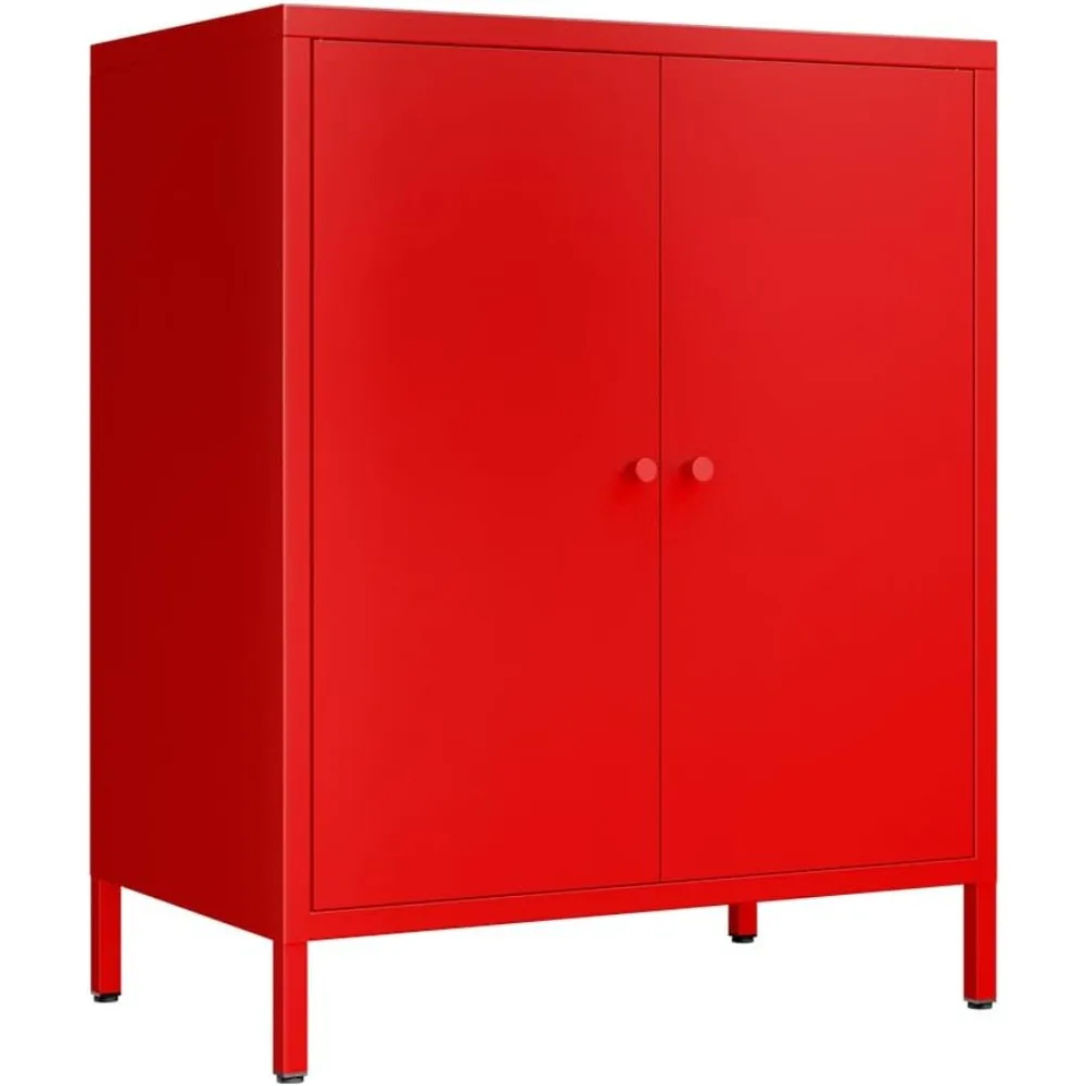 2 Door Metal Accent Storage Cabinet-Locker Cabinet for Bedroom, Bedside, Office Room,LivingRoom-Metal Storage Cabinet with 1 Adj