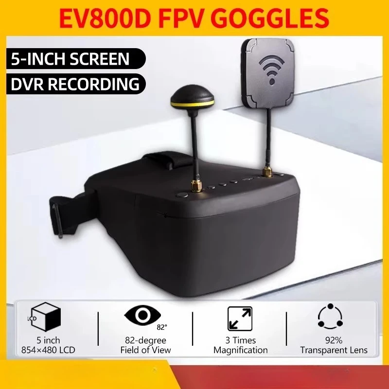 Eachine EV800D 4.9G 5.8G FPV Crossover Glasses 5-inch Display with DVR Model Single Reception Dual Reception FPV Glasses
