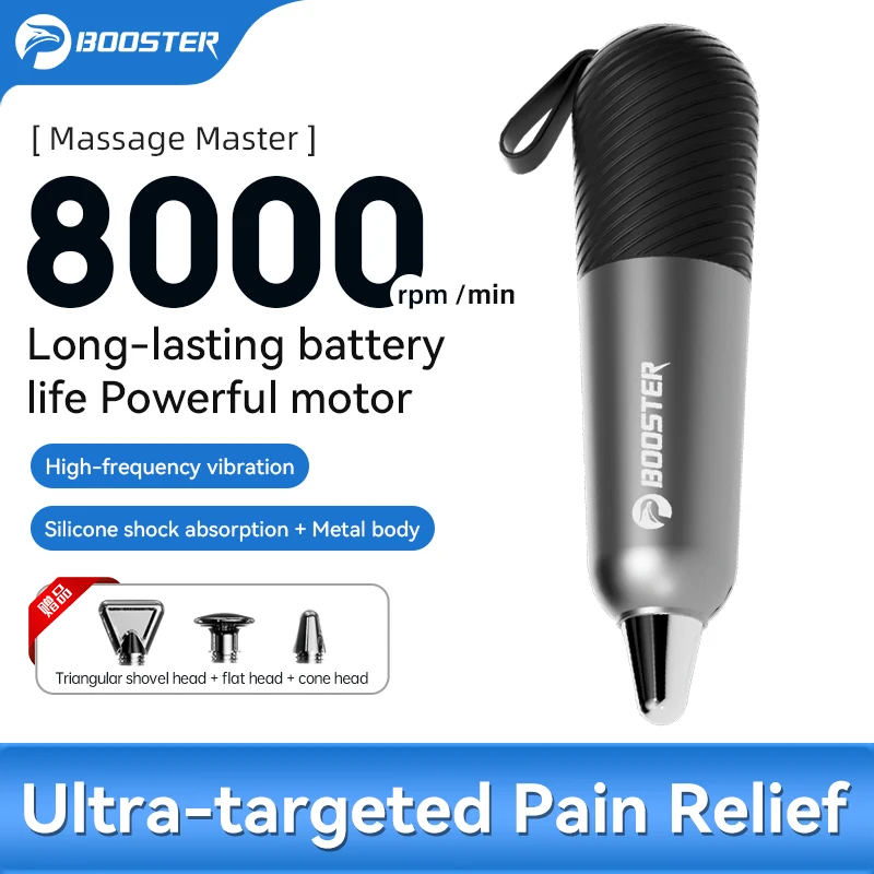 BOOSTER Pro Massage Tool Portable Deep Fascial Massager for Ultra-targeted Pain Relief Vibrating Muscle Massage Gun for Professi