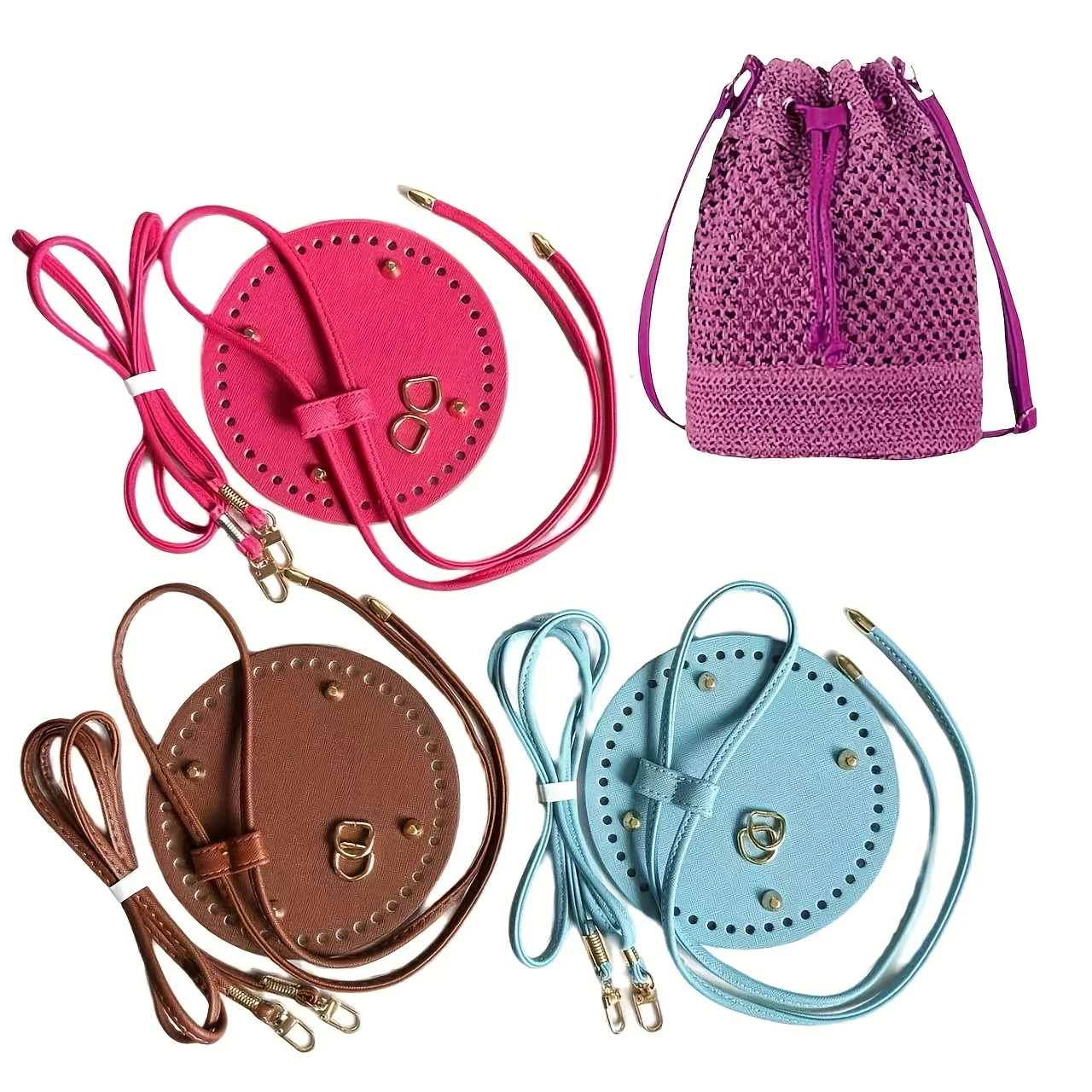 DIY Bag Accessories,Adjustable Shoulder Strap,Drawstring and Durable Faux Leather Base, Handmade Purse Findings for Crafting