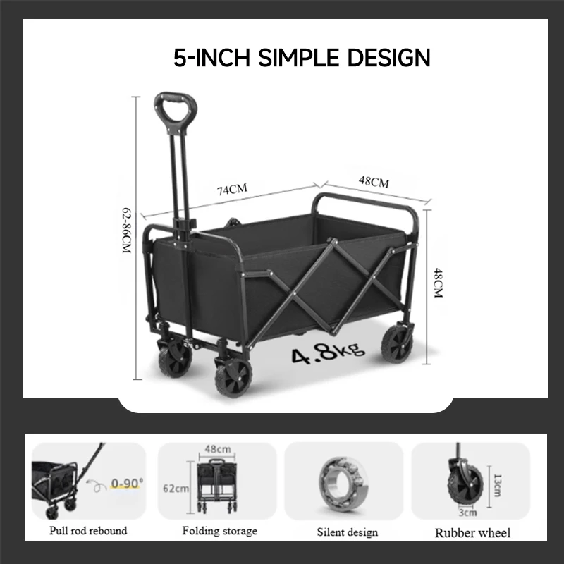 camping cart foldable trolley outdoor picnic portable hand-pull cart camping trailer camping