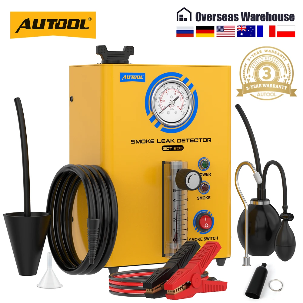 AUTOOL SDT203 Automotive Smoke Leak Detector EVAP Smoke Machine Fuel Pipe Vacuum Tester Pipeline Leak Smog Gas Leakage Analyze