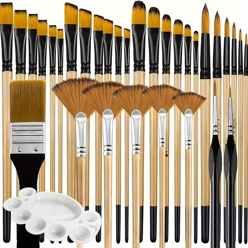 32 Pieces Paint Brush Set Artist Series Suitable for Artists and Beginners for Acrylic Painting Oil Watercolor Gouache