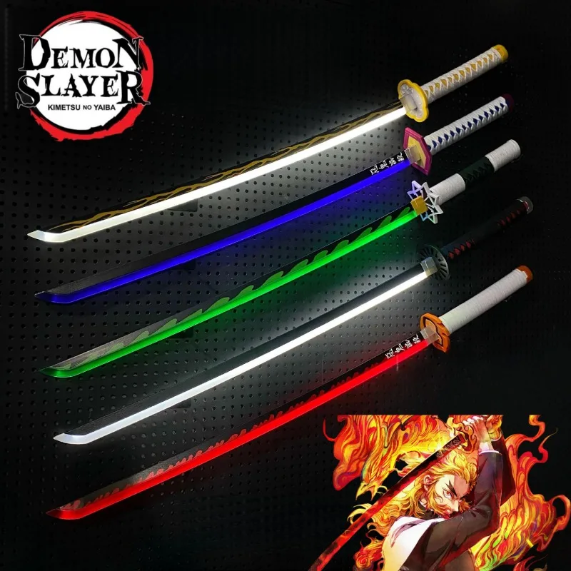 104cm Bright Katana LED Light Sword Kimetsu No Yaiba Anime Cosplay Props Real Size Japanese Katana Samurai Sabre Demon Slayer