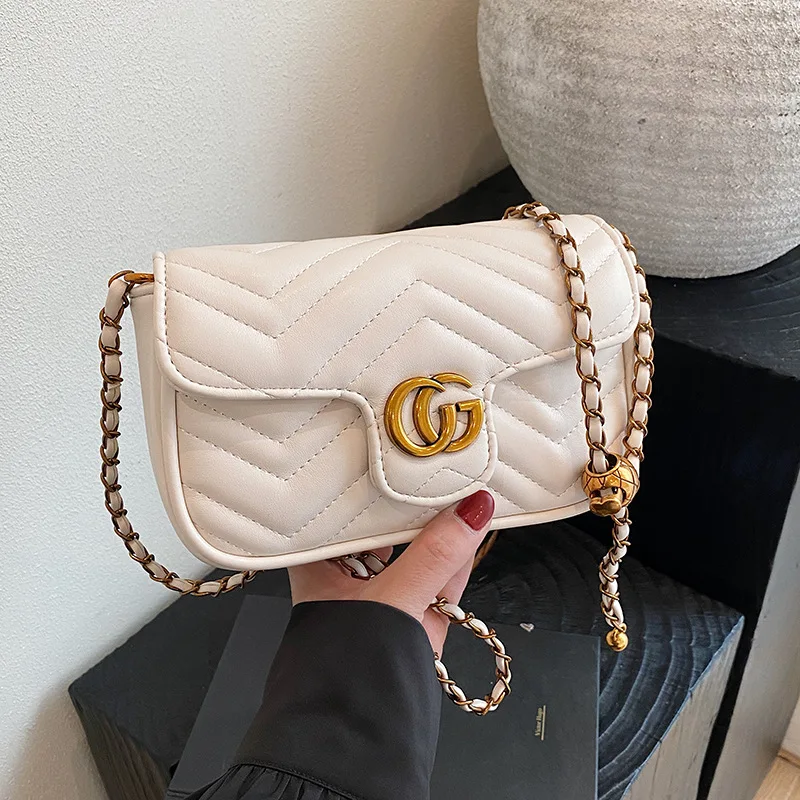 Fashion Design Women's Small Square Stylish Handbag Luxury Chain Crossbody Shoulder Handbags Luxury Embroidered Check Square Bag