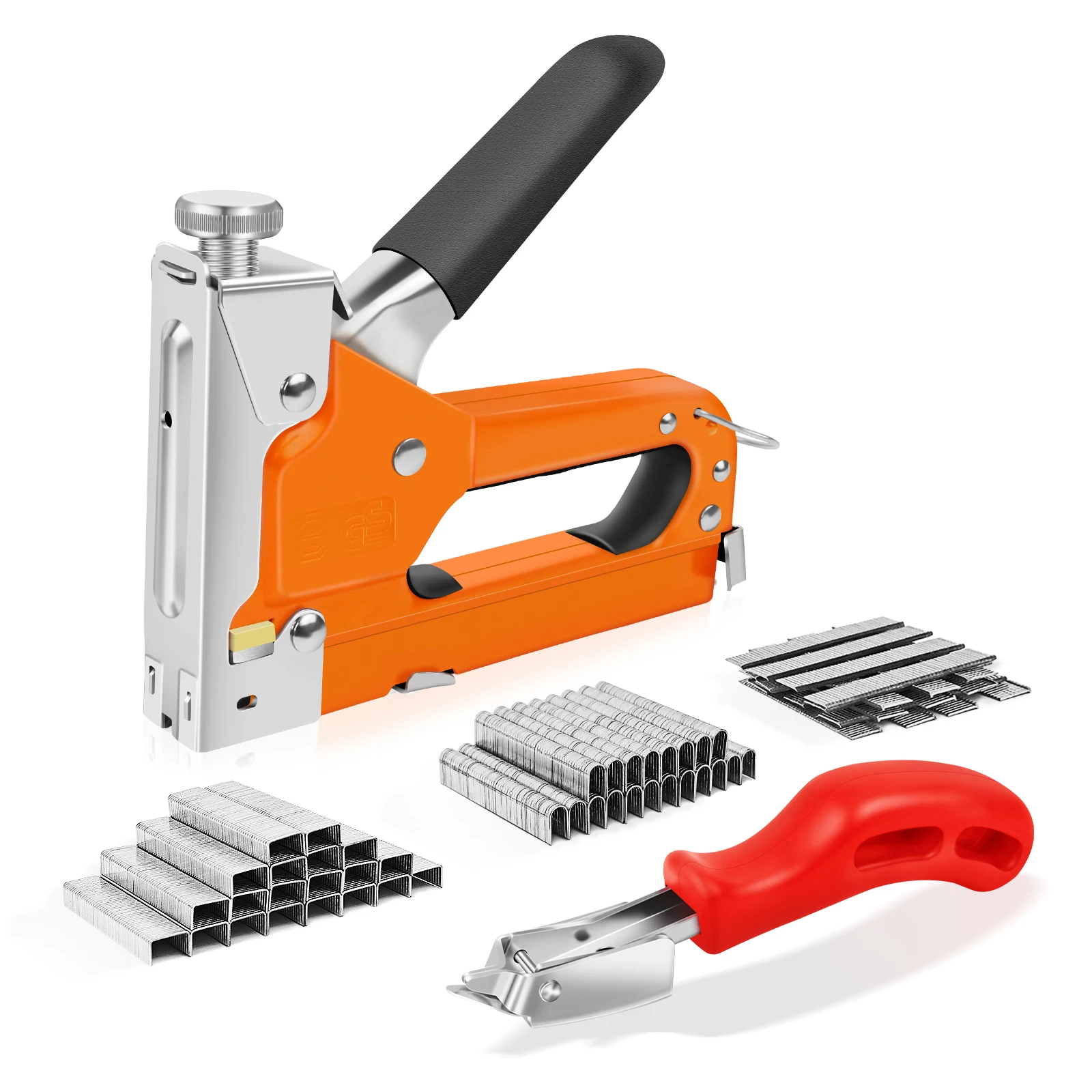 Heavy Duty Staple Gun, 3 in 1 Upholstery Staple Nail Steel Gun with 3000 Staples, Stapler Gun for Wood, Crafts, Carpentry