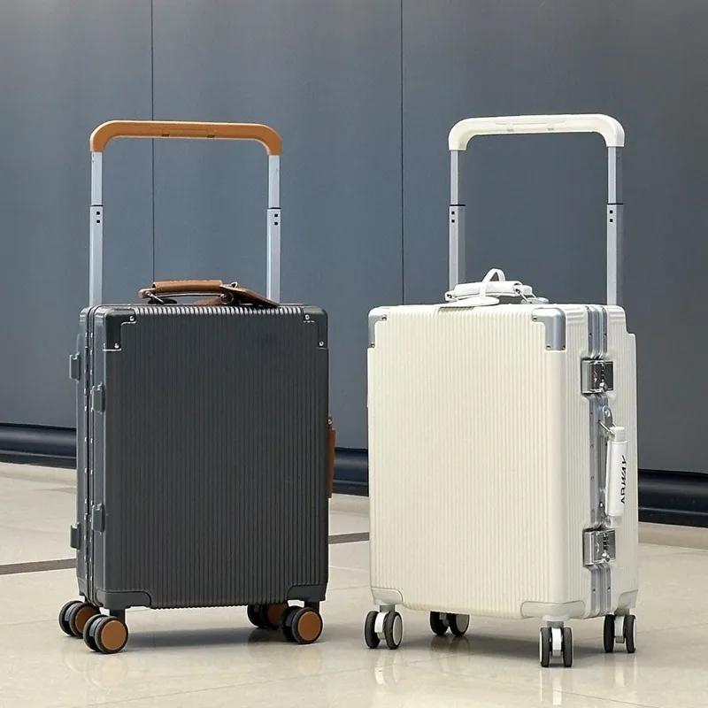 Aluminum Frame PC Hardshell Suitcase 20 24 Inch TSA Lock Silent Spinner Wheels Telescopic Handle Lightweight Luggage Suitcase