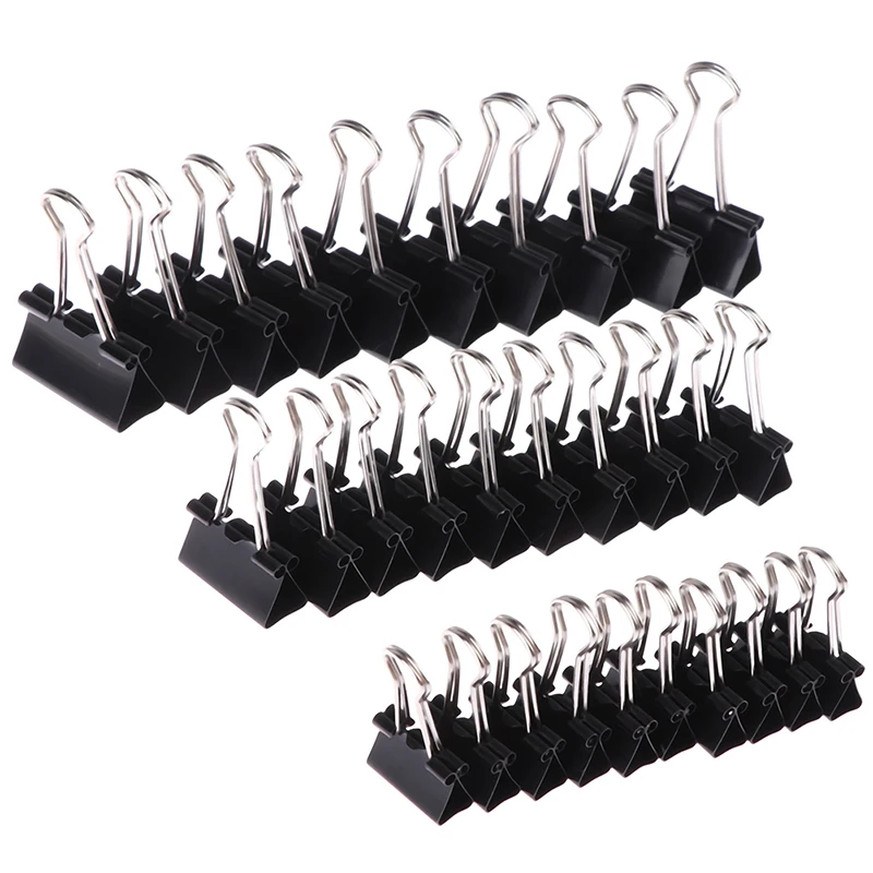 10Pcs Black Metal Binder Clips 19mm/ 25mm/ 32mm Notes Letter Paper Clip Office Stationery Supplies Binding Securing