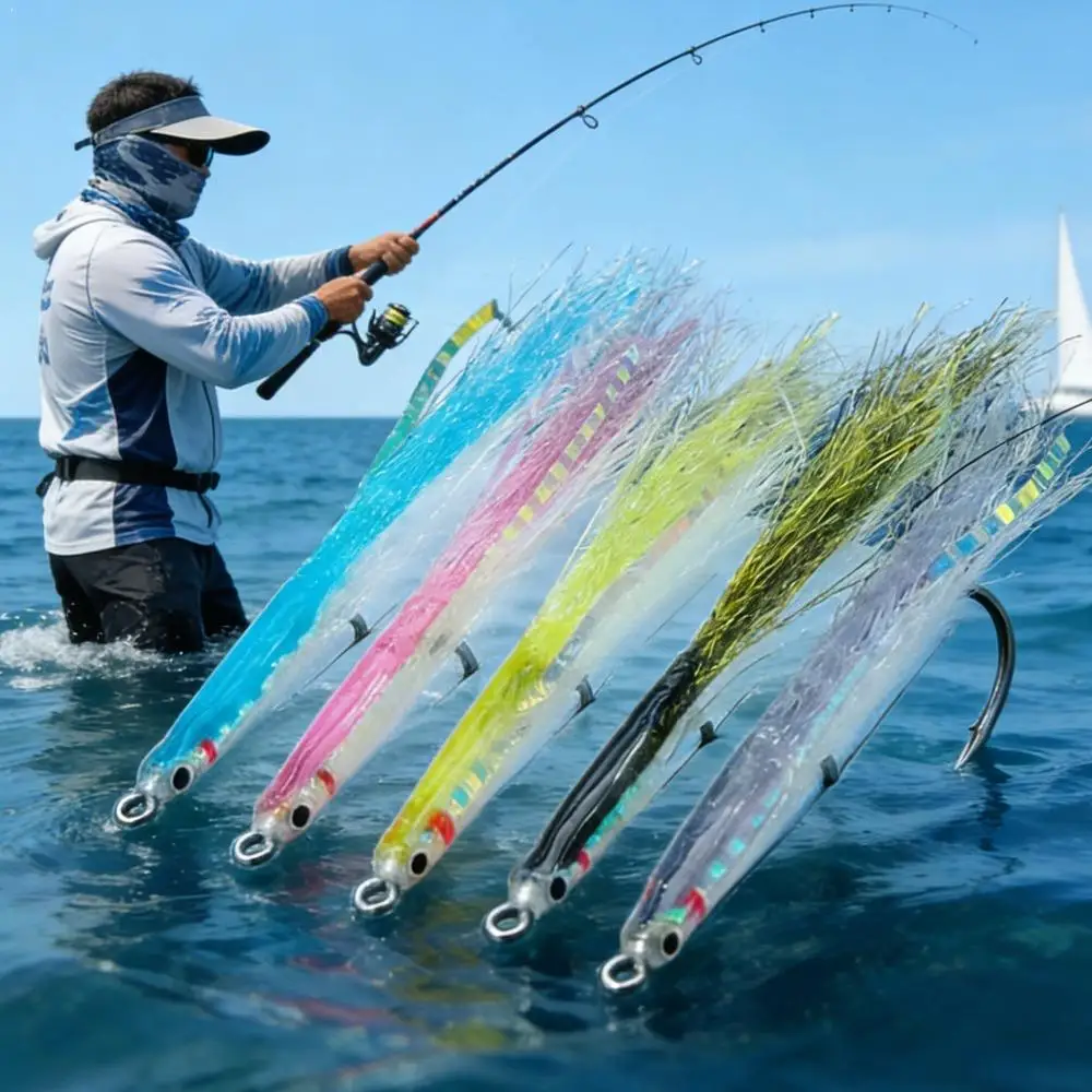 Freshwater Saltwater Fly Fishing Sand Eel /Sandeel Surf Candy,Stainless Hooks,Sea Trout Fly,3D Realistic Fish Eye Fly Lure