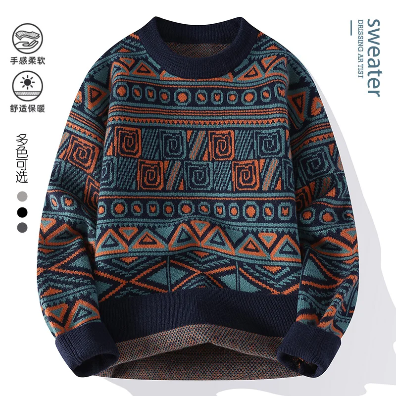 Men's fashion pullovers 2025 men winter korean style Sweaters mens warm sweater O-neck men sweaters autumn men full size M-3XL