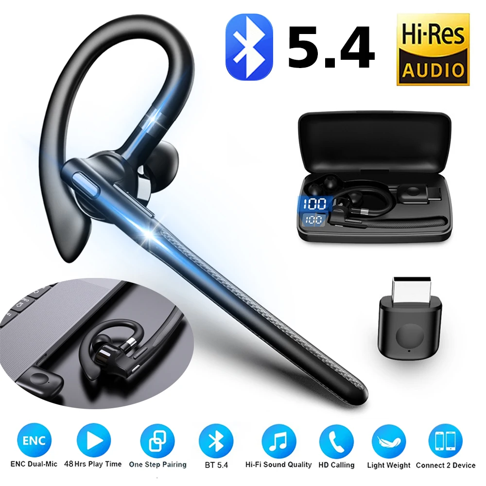 YYK526 Bluetooth Headset Noise Cancelling Sports Earphone Waterproof Digital Display Headphones Single Ear Earbuds Over-Ear ﻿