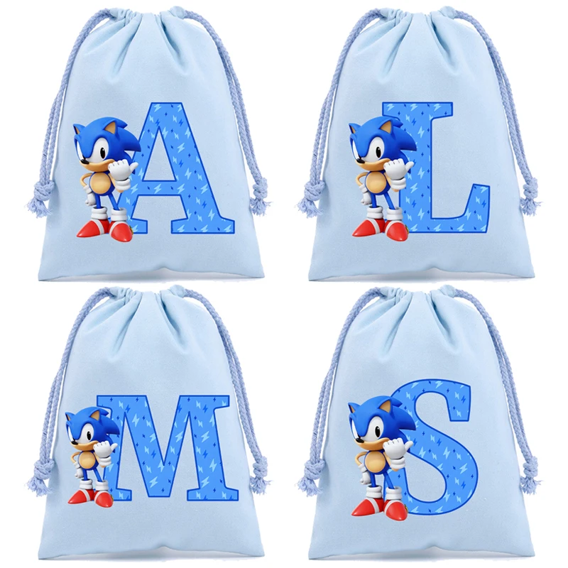 Sonics Drawstring Bags Children Handbag Cartoon Letter A-Z Printed Bags Boys Candy Biscuit Storage Bag Kids Birthday Gifts