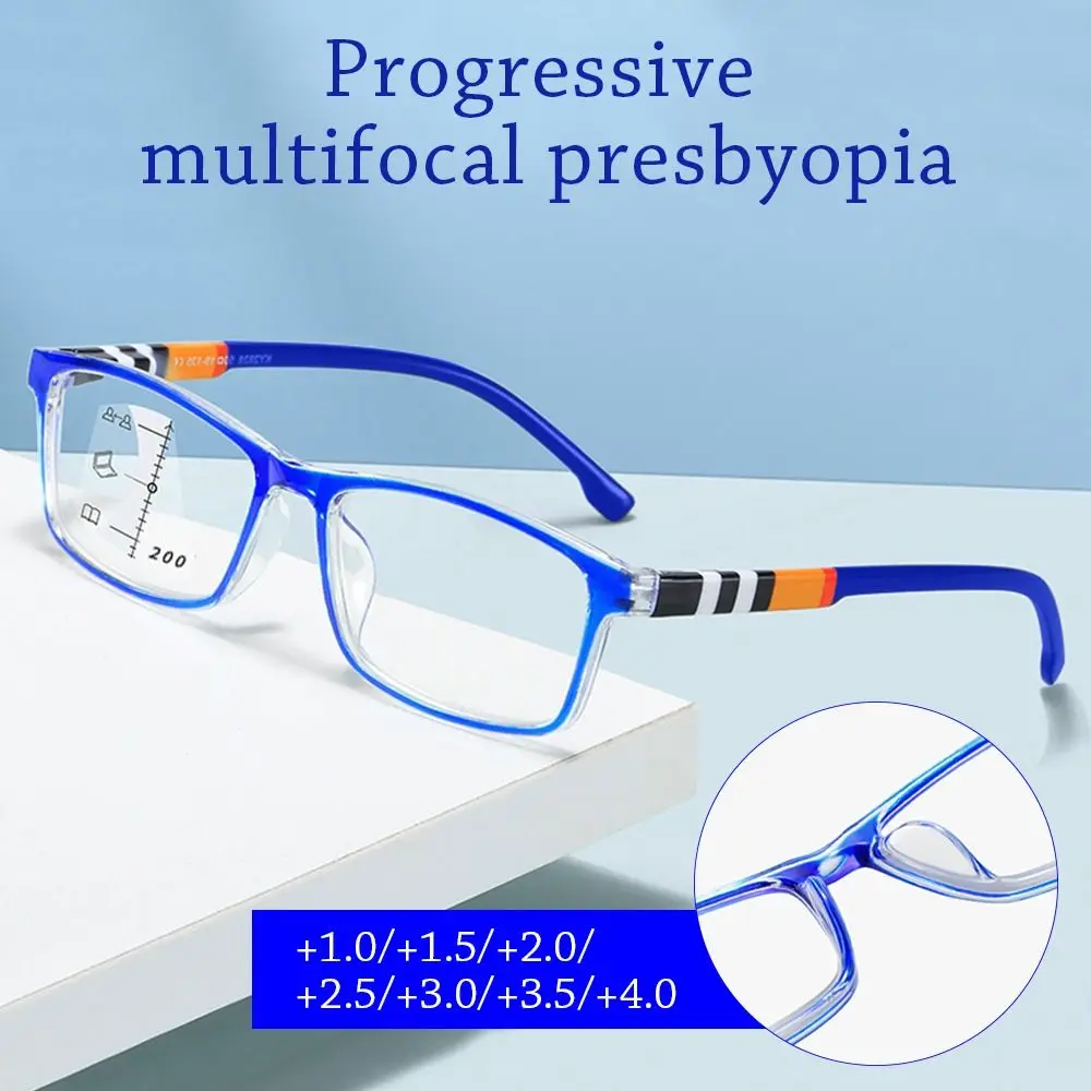 Multifocal Anti-Blue Light Reading Glasses Progressive Near Far Blue Ray Blocking Square Eyeglasses Eye Protection Ultralight