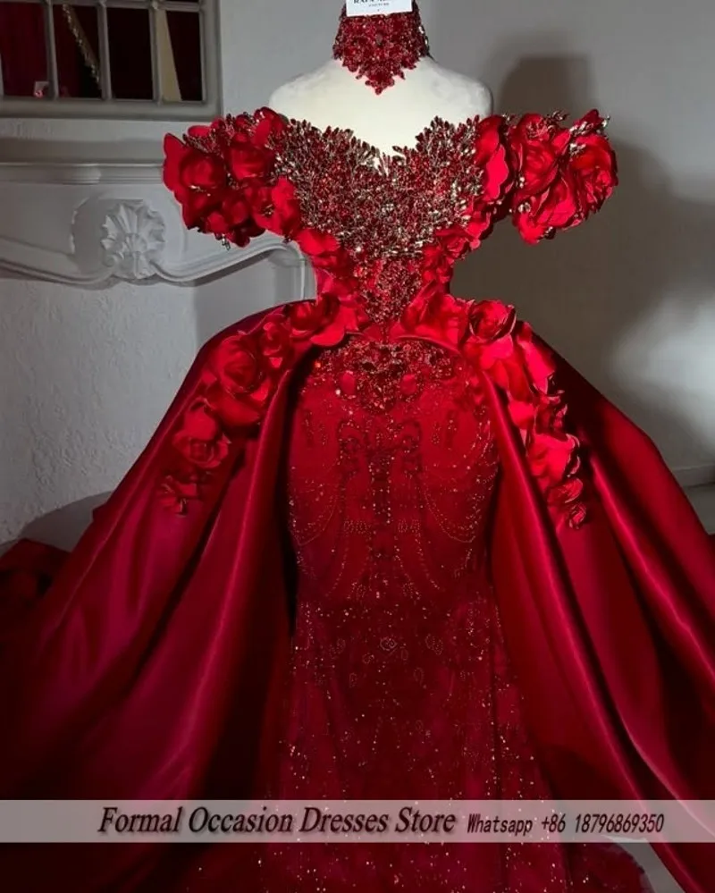 Luxury Crystal Sequins Mermaid Evening Dresses Off The Shoulder Prom Dress Customized Wedding Party Gowns Vestido De Gala