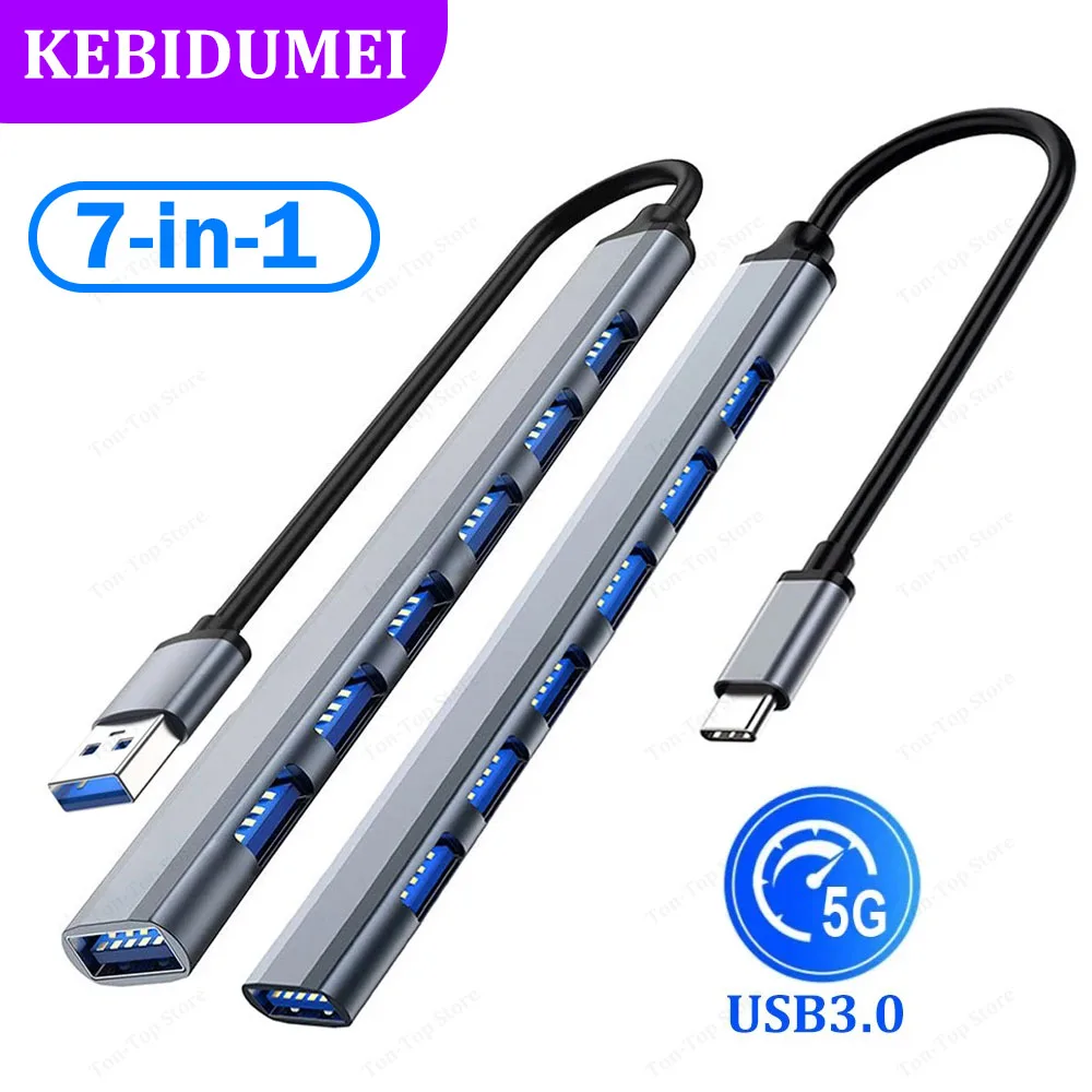 7-in-1 USB C Docking Station USB 3.0 HUB Type C HUB Adapter 5Gbps High Speed USB C Splitter OTG Adapter for PC Laptop Macbook