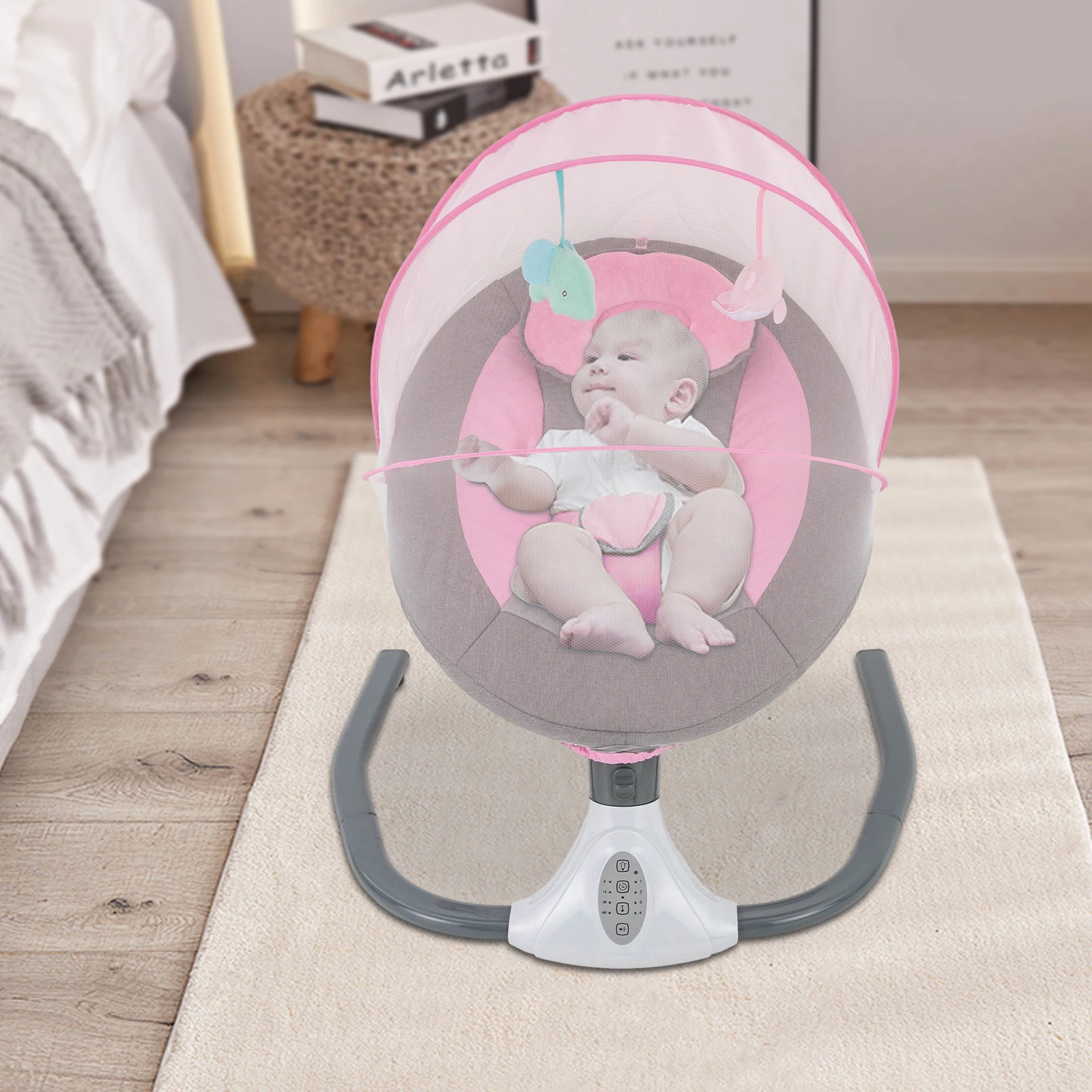 Electric Baby Swing Crib Cradle Infant Rocker Auto Swing Bed Baby Cradle For Babies Who Are 0-18 Months In Age 18Kg Capacity