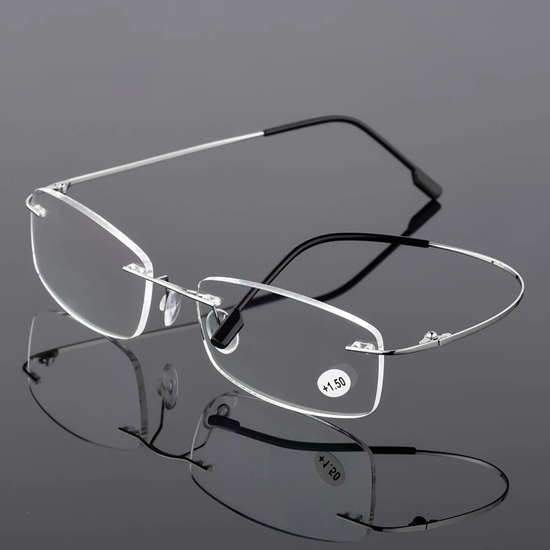 Ultralight TR90 Memory Titanium Rimless Reading Glasses Men&Women Presbyopic Eyeglasses +1.0 +1.5 +2.0 to+3.5 +4.0