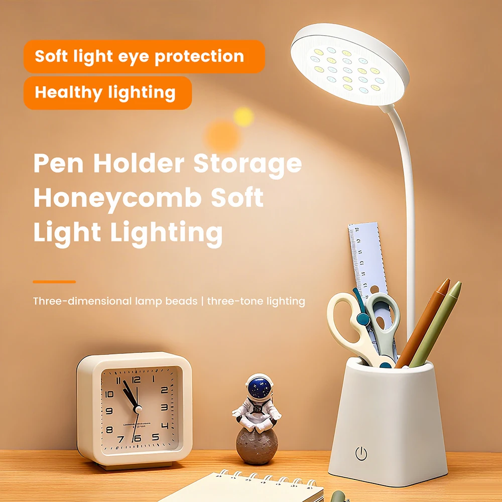 USB Powered Portable Led Desk Lamp 360 Adjustable Dimmable Light for Bedroom Dorm Travel Warm/Natural White Touch Control DC5V