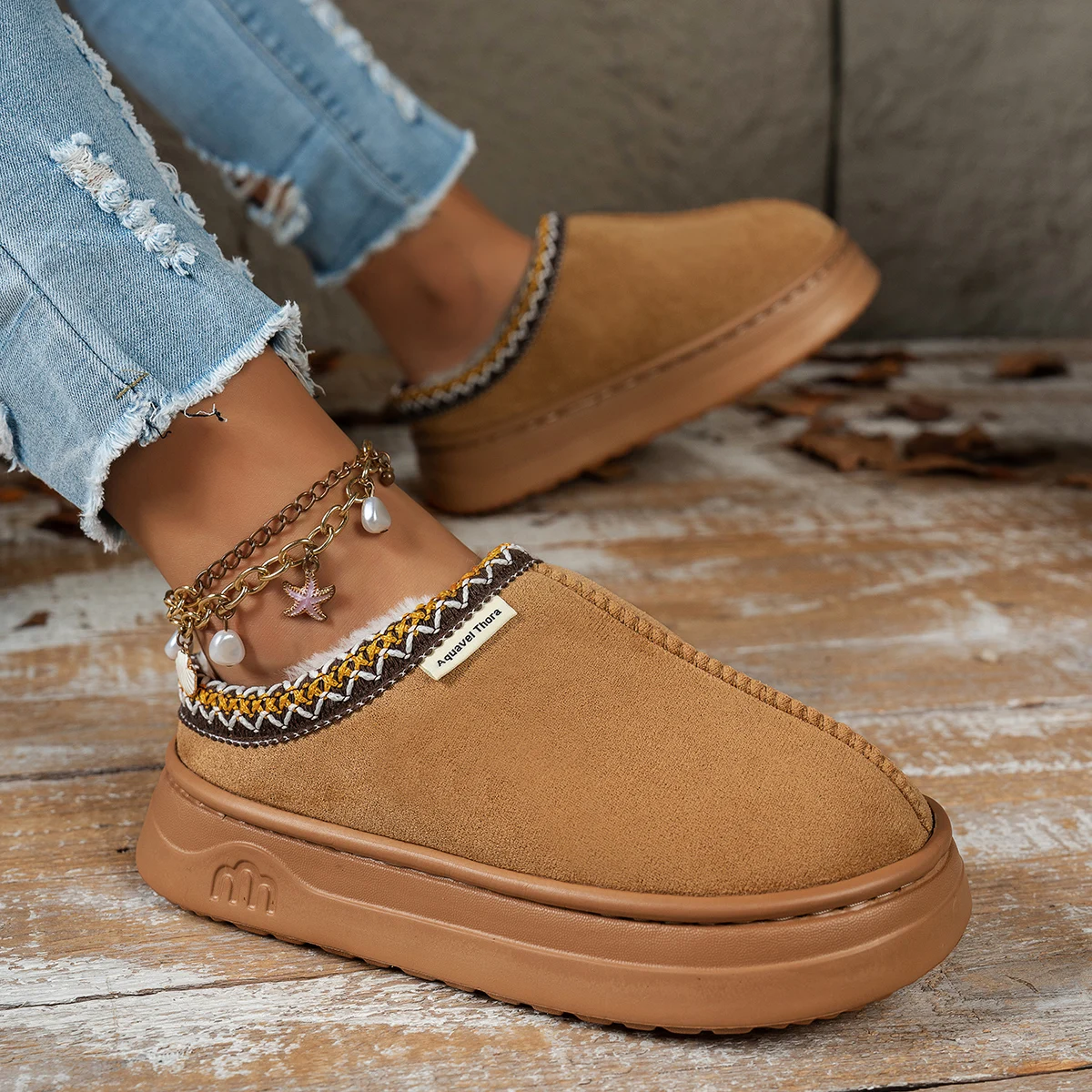 Winter Couples Men's Warm Non-slip Simple Indoor Slippers Boots Home Casual Fashion Plush Women's Bedroom Soft Sole Plush Shoes