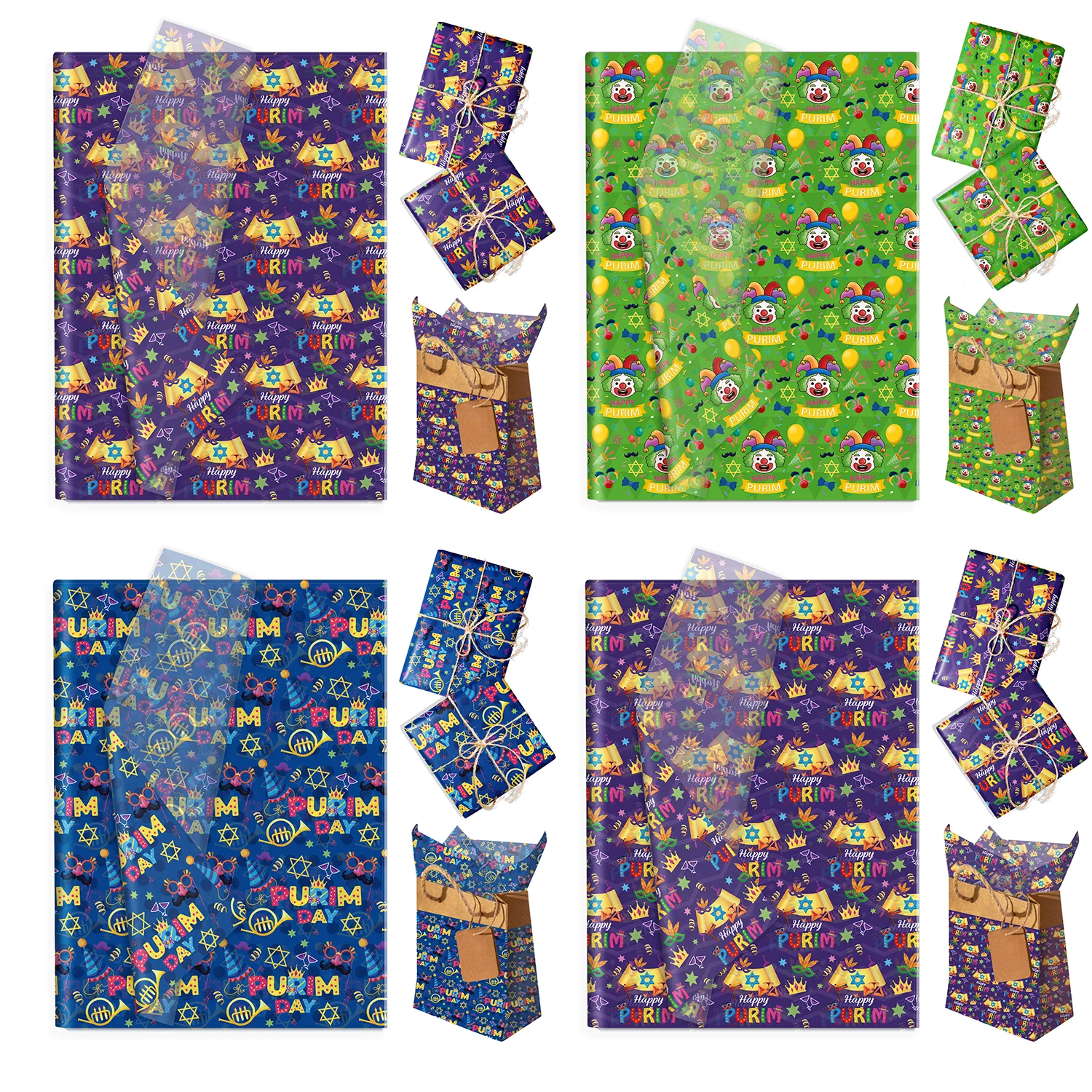 20/50pcs Happy Purim Party Tissue Paper Snow Pear Paper Gift Wrapping Paper Gift Packing For Purim Party Supplies