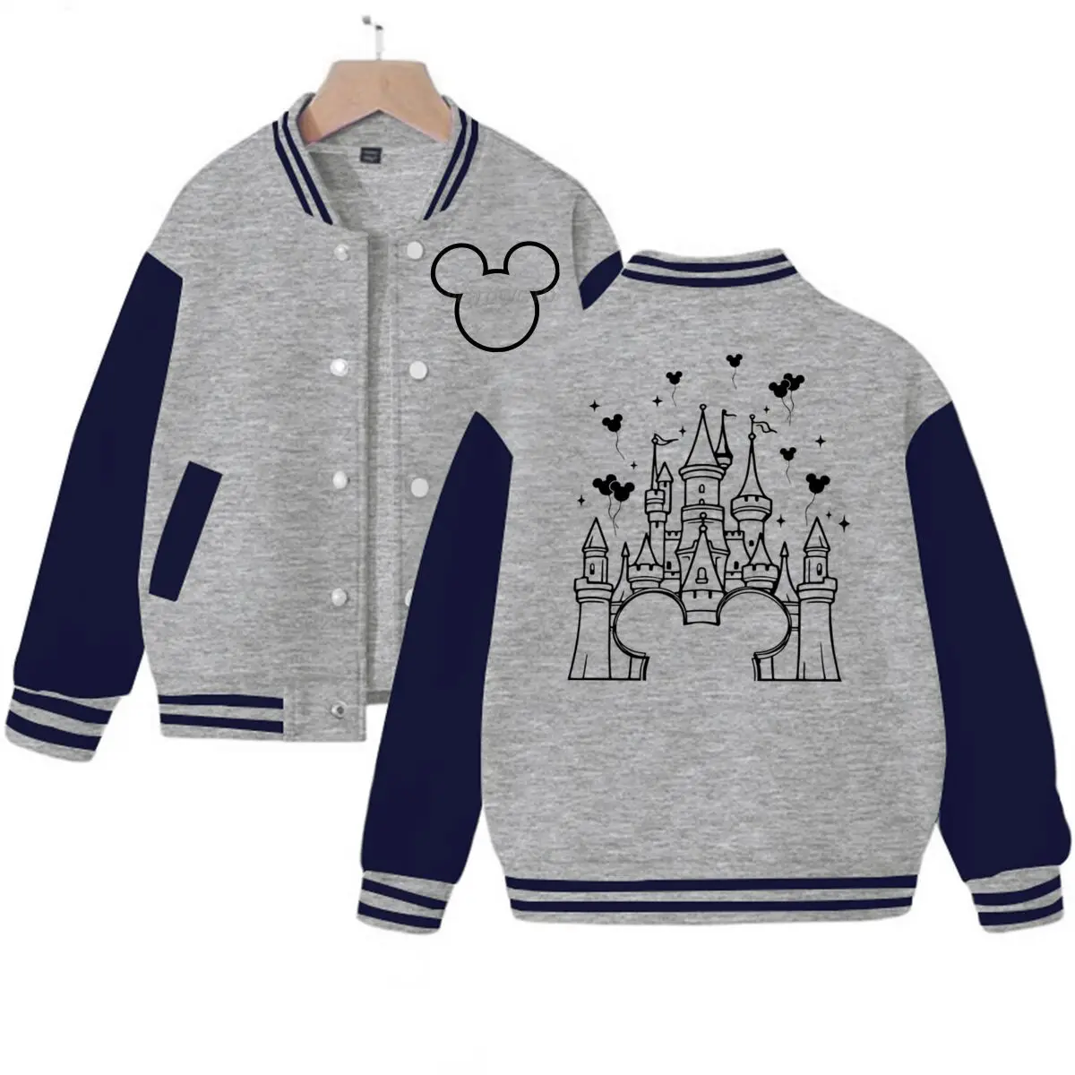 Unisex Kids Mickey Mouse Fashion Streetwear Jacket Men Women Mickey Print Baseball Jacket for Boys and Girls Family Matching Set